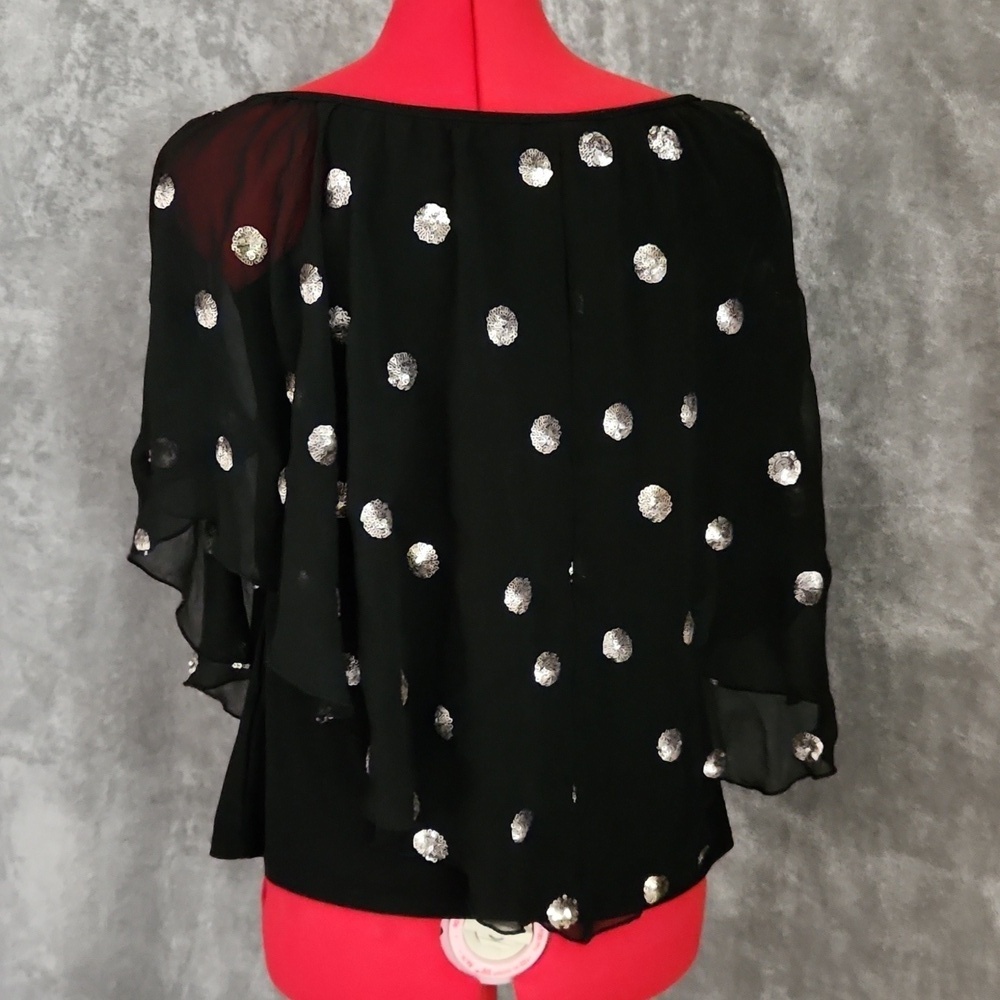 CATO women's black blouse with gold sequins size S - Picture 3 of 12